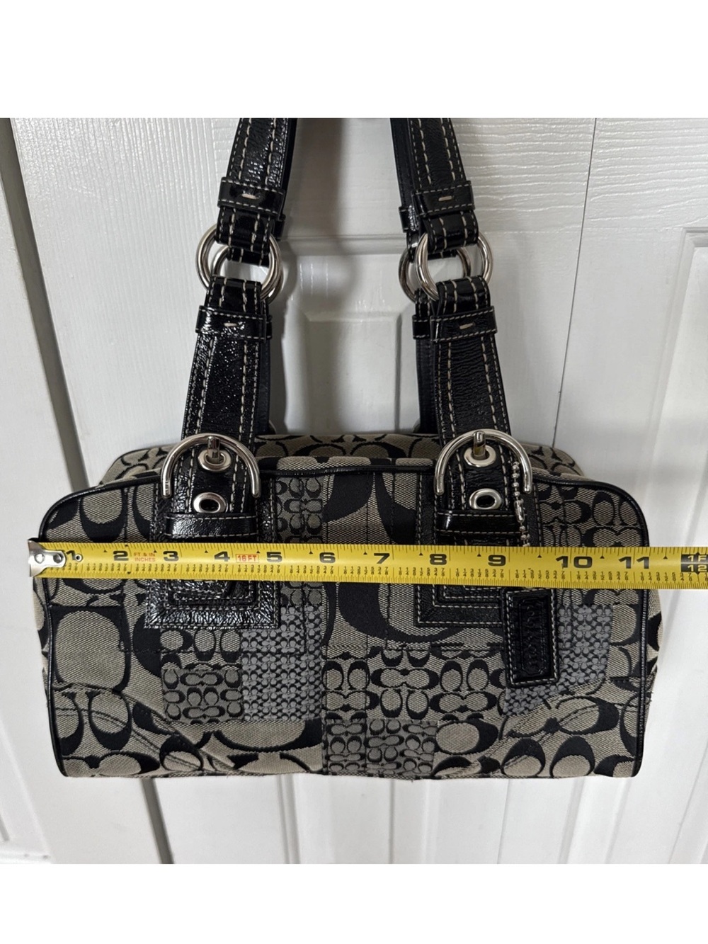 Coach Soho Satchel Patchwork Gray Signature Shoulder Boston Bag Y2K # F12317 - Picture 13 of 16